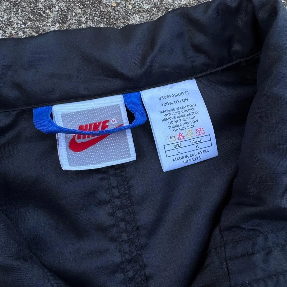 Vintage 90s Nike Windbreaker Jacket Y2K Sportswear Black Blue Large (d7)